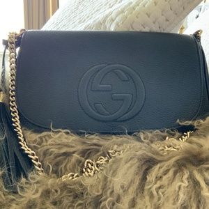💝 MINT GUCCI 💝 536224 Soho Leather Crossbody Bag Black